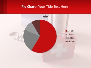 A Red Briefcase With A Computer On Top Of It PowerPoint Template