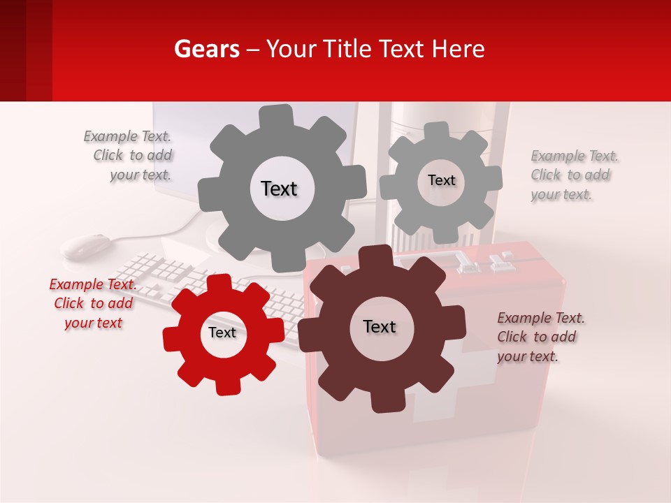 A Red Briefcase With A Computer On Top Of It PowerPoint Template