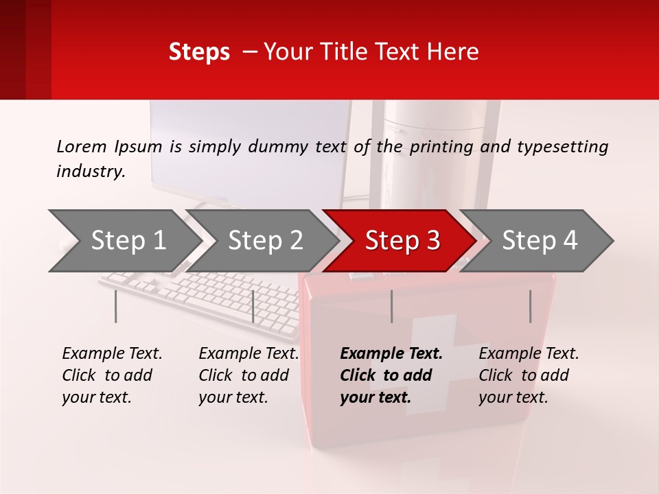 A Red Briefcase With A Computer On Top Of It PowerPoint Template