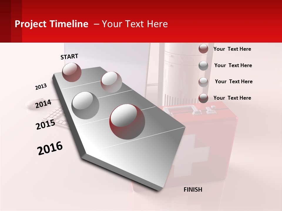 A Red Briefcase With A Computer On Top Of It PowerPoint Template