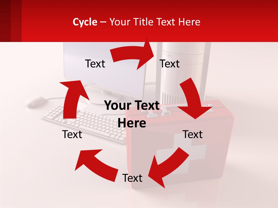 A Red Briefcase With A Computer On Top Of It PowerPoint Template