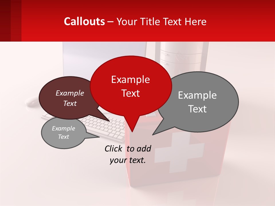 A Red Briefcase With A Computer On Top Of It PowerPoint Template