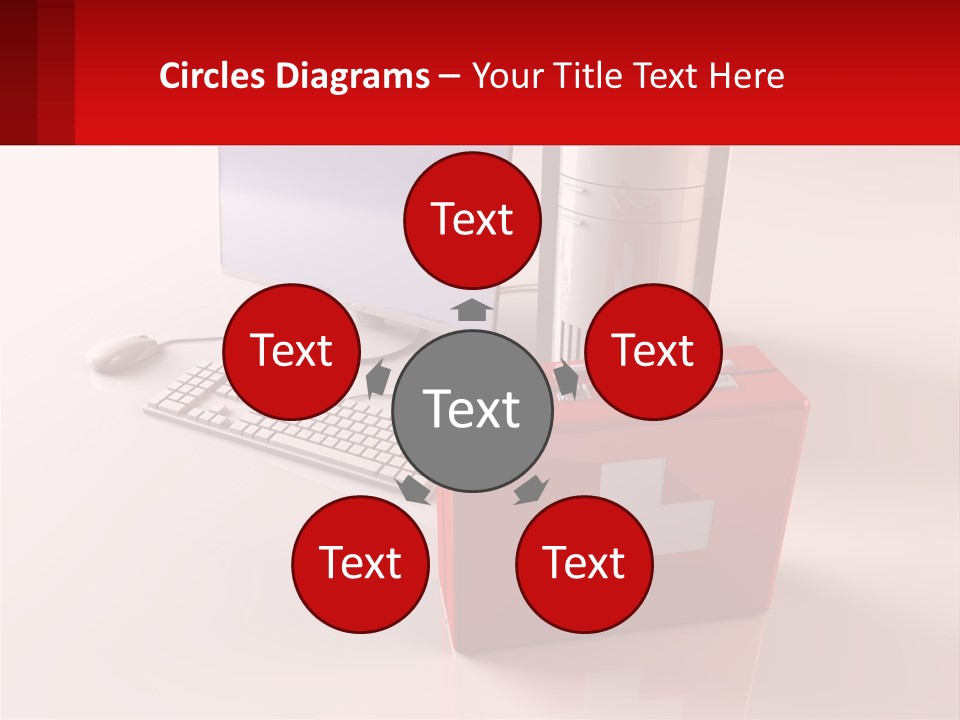 A Red Briefcase With A Computer On Top Of It PowerPoint Template