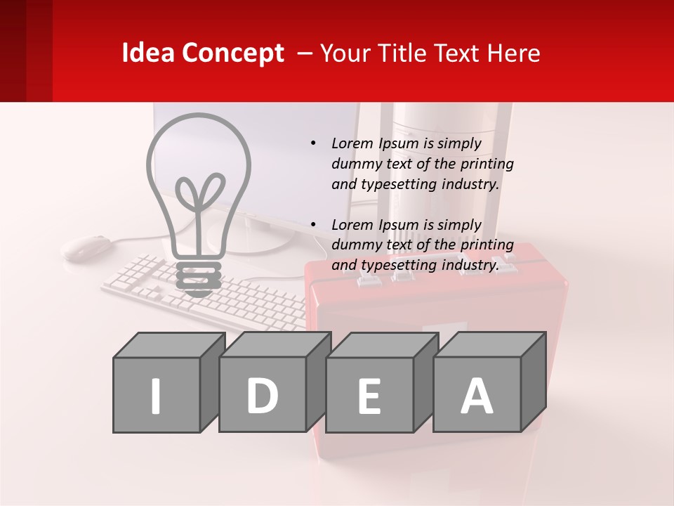 A Red Briefcase With A Computer On Top Of It PowerPoint Template