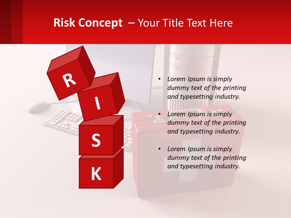 A Red Briefcase With A Computer On Top Of It PowerPoint Template