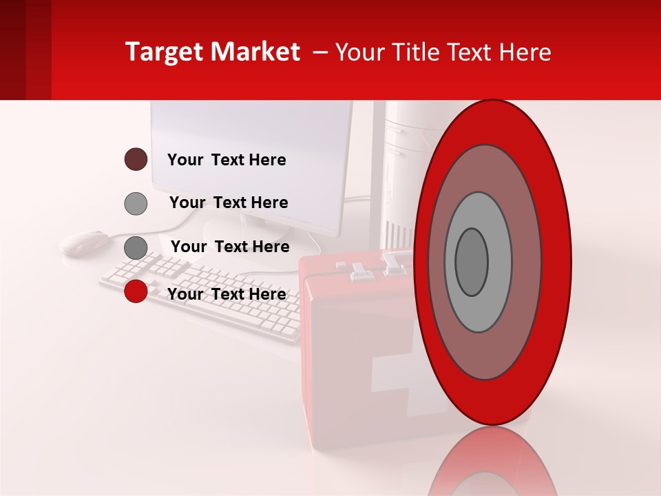 A Red Briefcase With A Computer On Top Of It PowerPoint Template