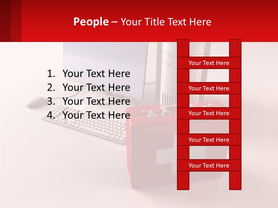 A Red Briefcase With A Computer On Top Of It PowerPoint Template