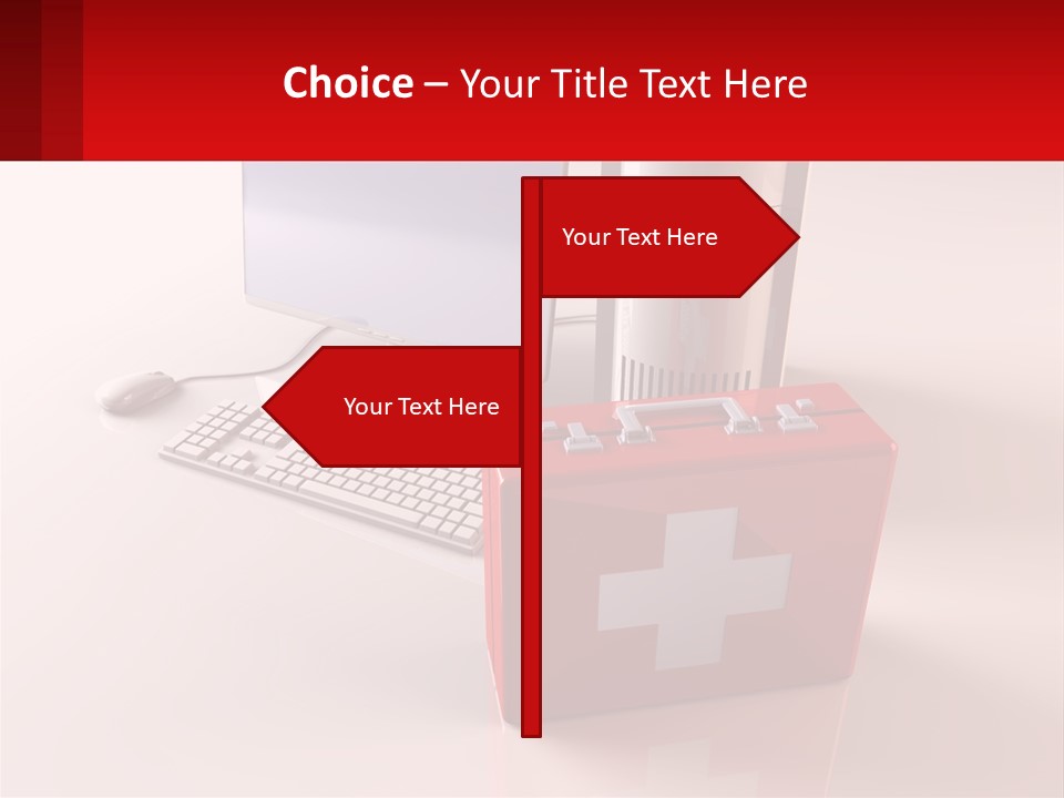 A Red Briefcase With A Computer On Top Of It PowerPoint Template