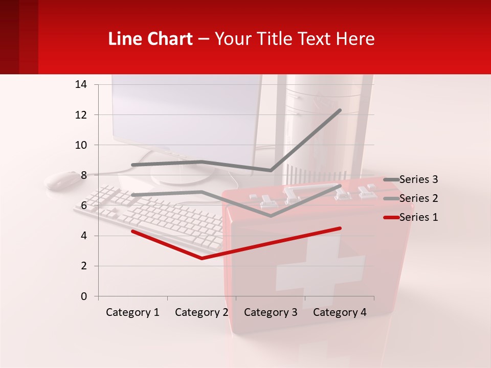 A Red Briefcase With A Computer On Top Of It PowerPoint Template