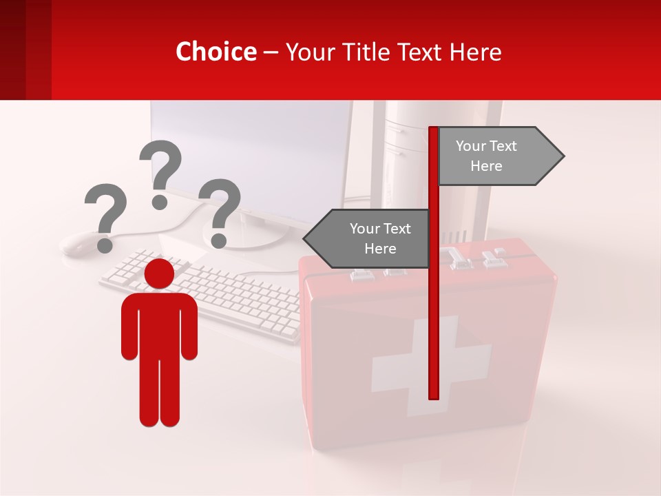 A Red Briefcase With A Computer On Top Of It PowerPoint Template