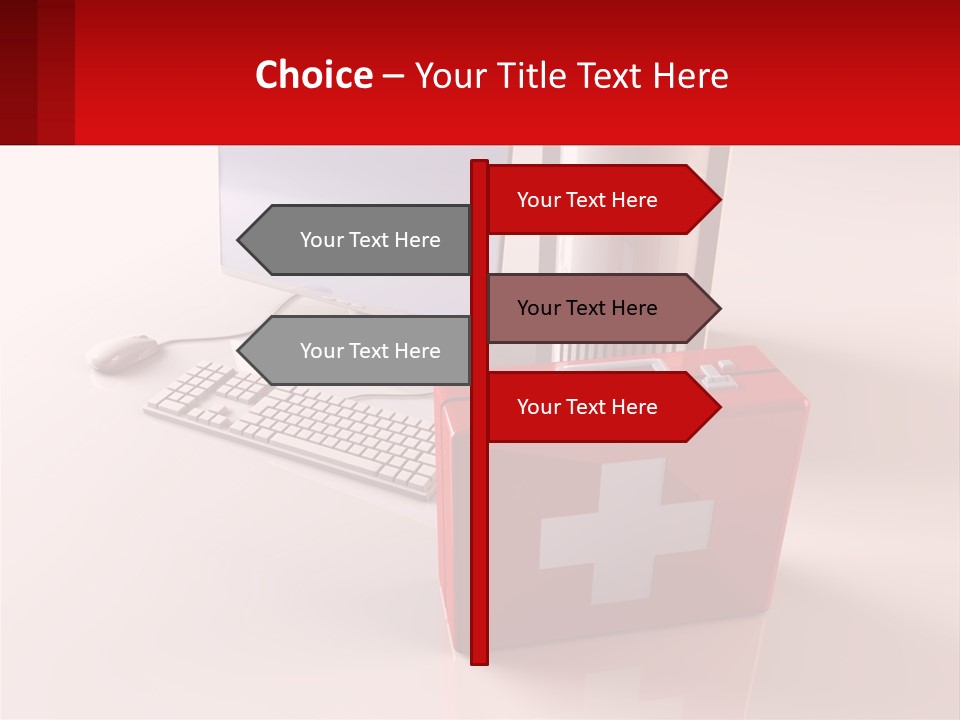 A Red Briefcase With A Computer On Top Of It PowerPoint Template