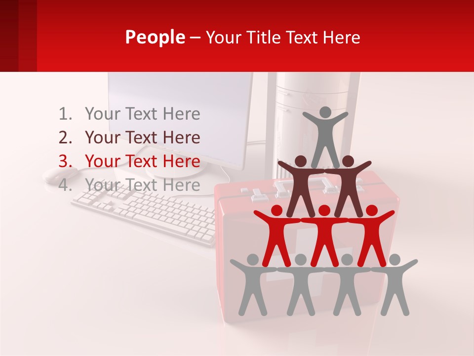 A Red Briefcase With A Computer On Top Of It PowerPoint Template