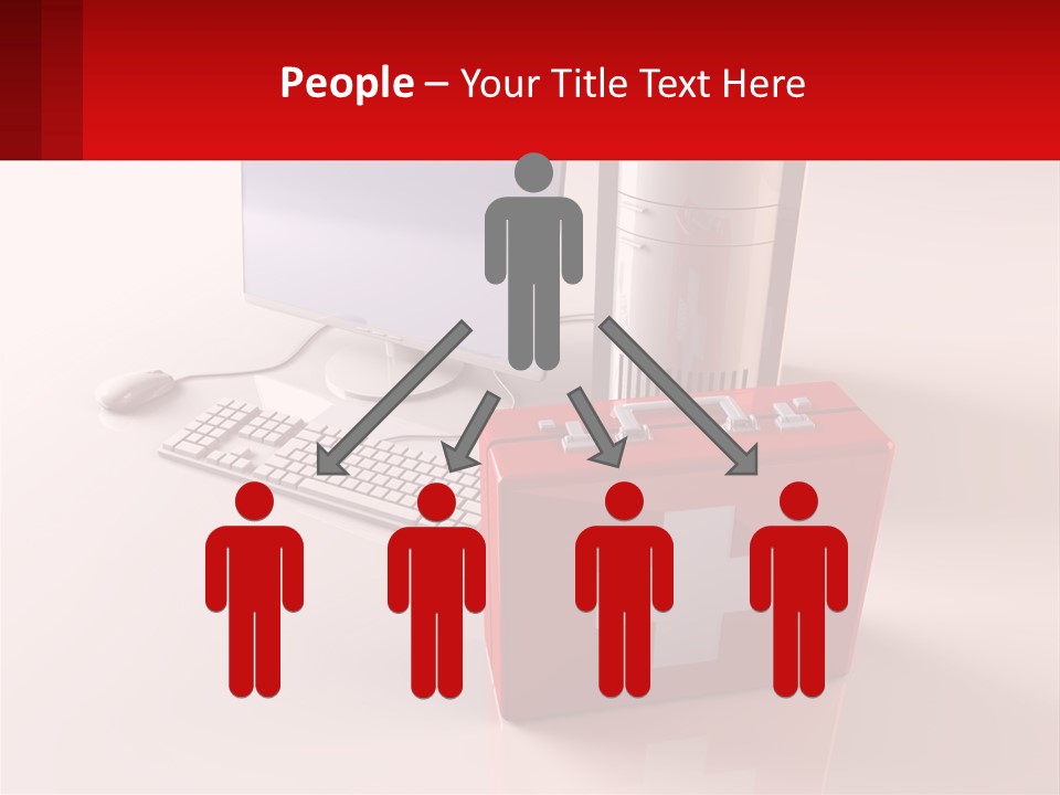 A Red Briefcase With A Computer On Top Of It PowerPoint Template