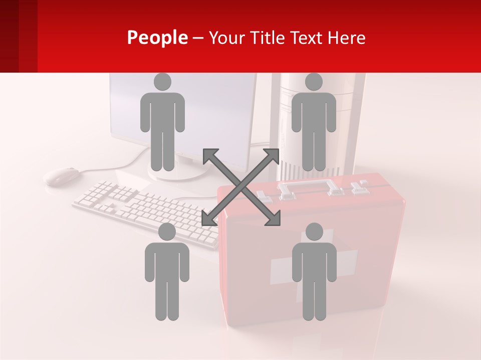 A Red Briefcase With A Computer On Top Of It PowerPoint Template