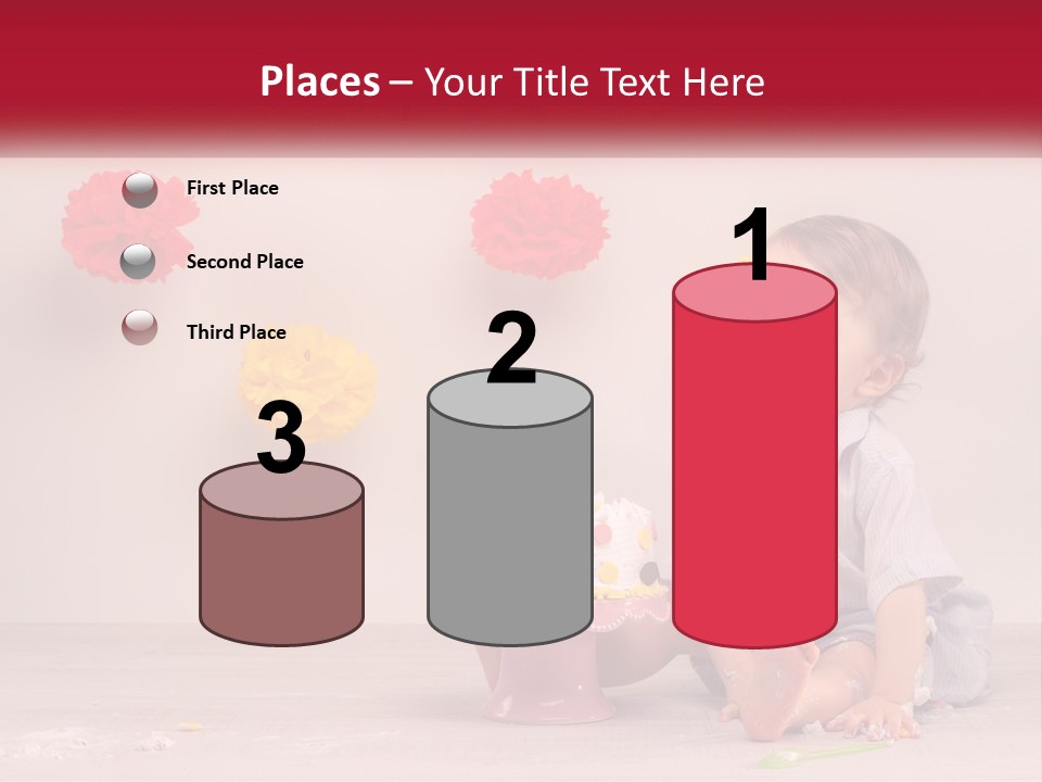 A Baby Boy Sitting In Front Of A Cake PowerPoint Template