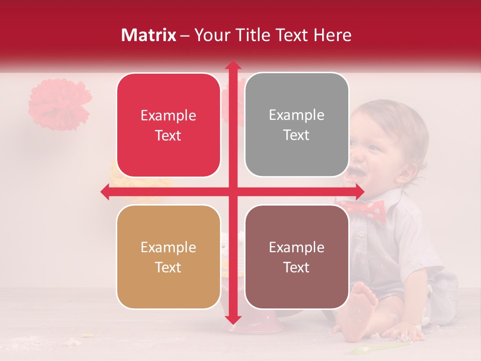 A Baby Boy Sitting In Front Of A Cake PowerPoint Template