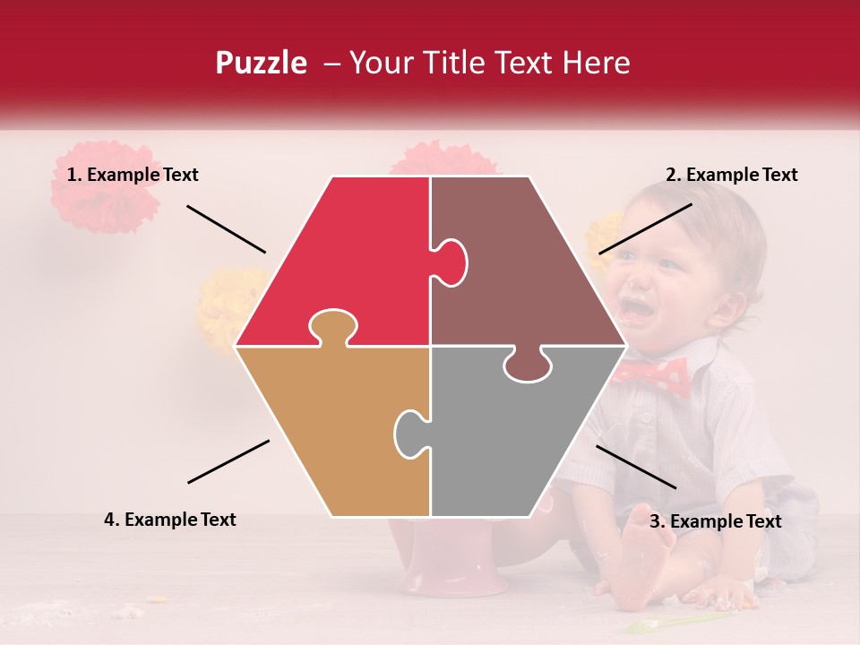 A Baby Boy Sitting In Front Of A Cake PowerPoint Template