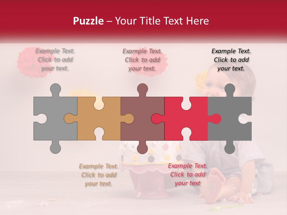 A Baby Boy Sitting In Front Of A Cake PowerPoint Template