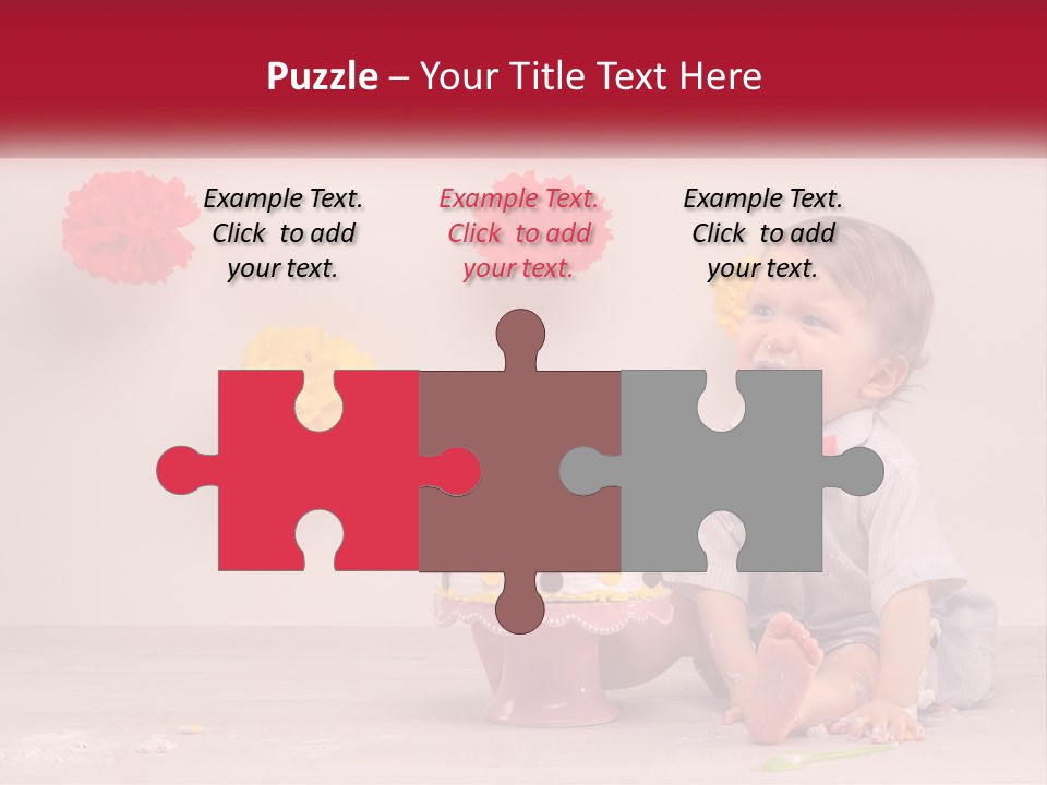 A Baby Boy Sitting In Front Of A Cake PowerPoint Template