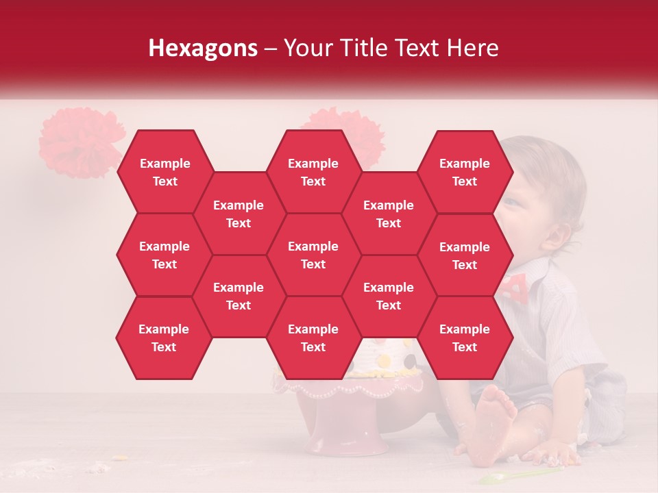 A Baby Boy Sitting In Front Of A Cake PowerPoint Template