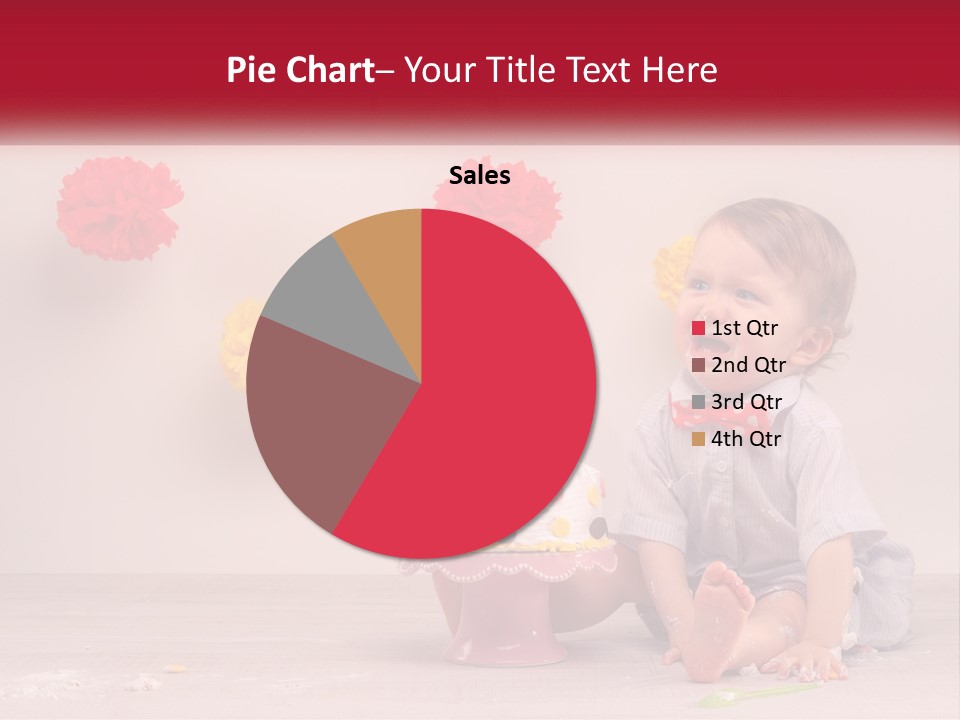 A Baby Boy Sitting In Front Of A Cake PowerPoint Template
