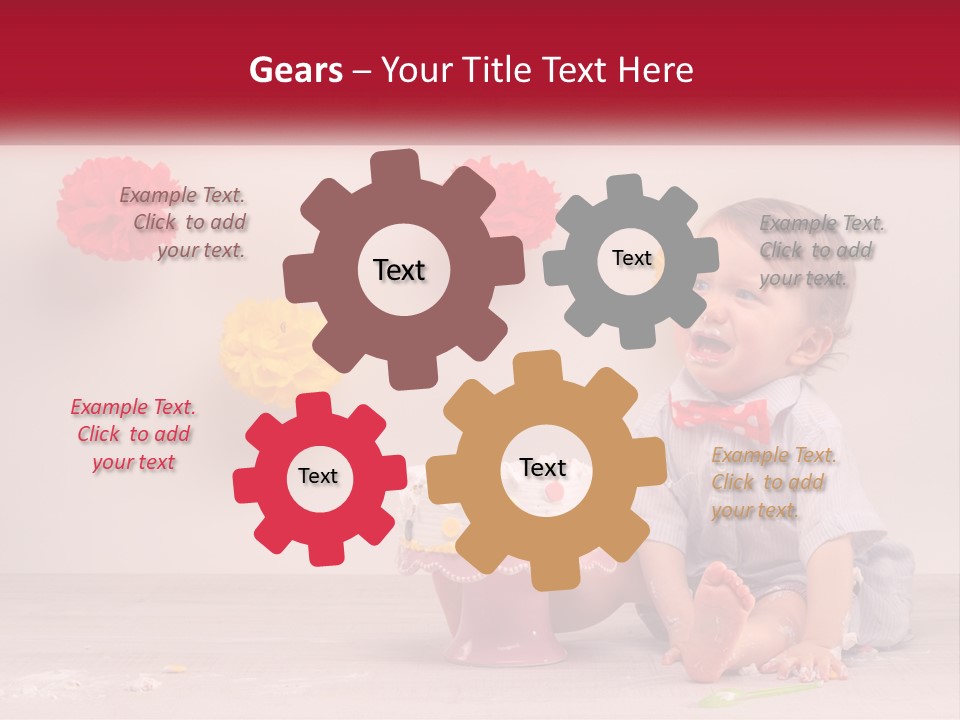 A Baby Boy Sitting In Front Of A Cake PowerPoint Template