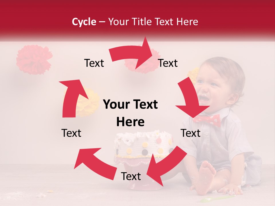 A Baby Boy Sitting In Front Of A Cake PowerPoint Template