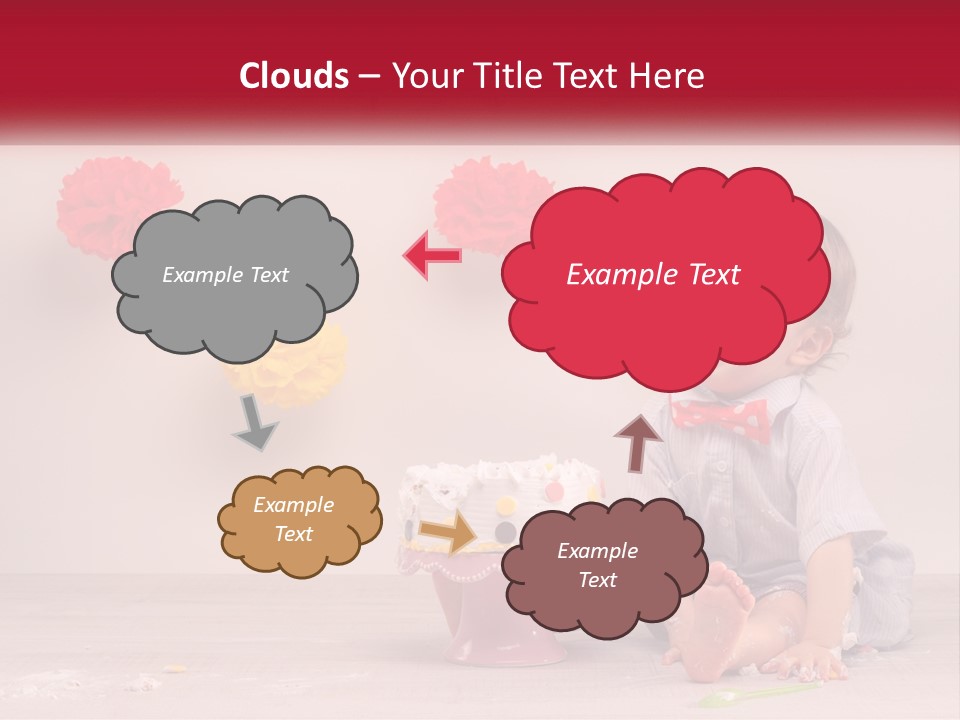 A Baby Boy Sitting In Front Of A Cake PowerPoint Template