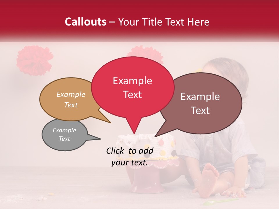 A Baby Boy Sitting In Front Of A Cake PowerPoint Template