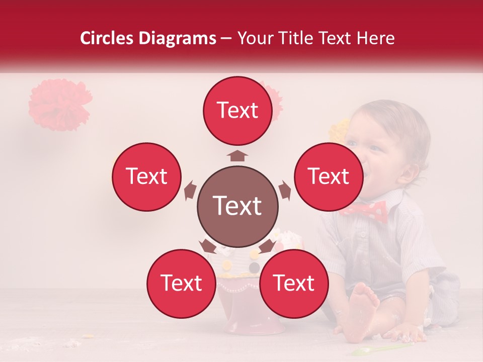 A Baby Boy Sitting In Front Of A Cake PowerPoint Template