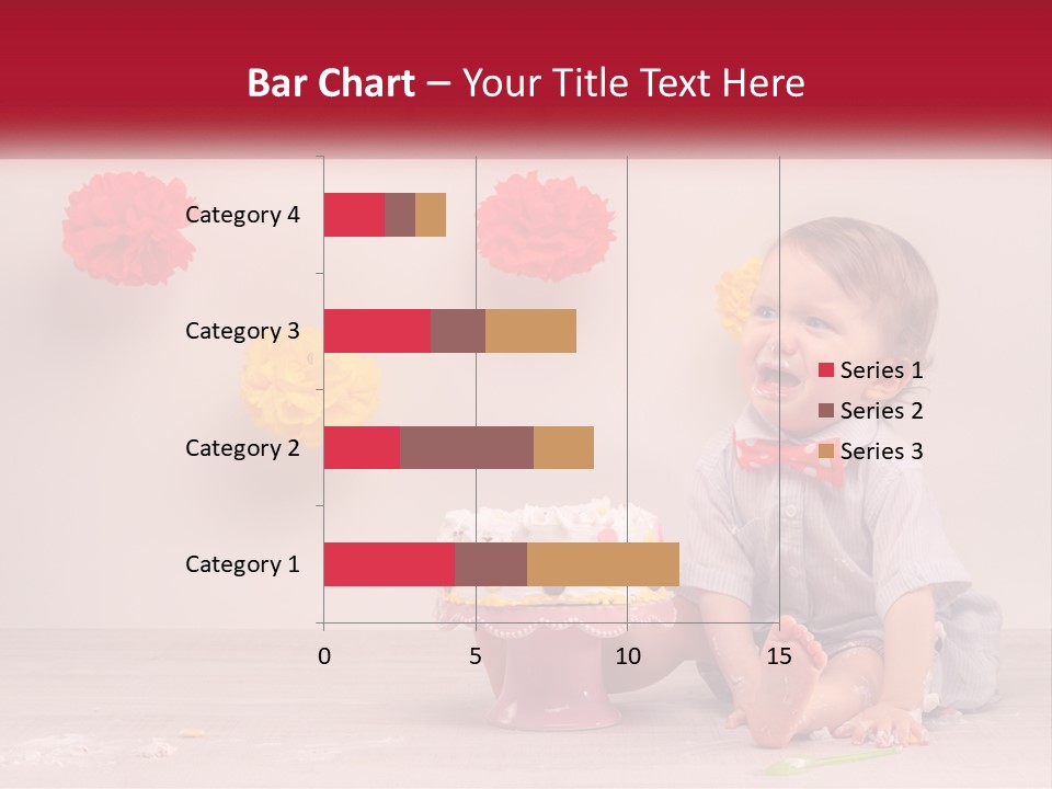 A Baby Boy Sitting In Front Of A Cake PowerPoint Template