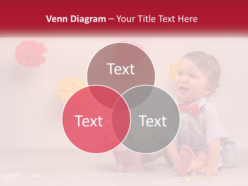 A Baby Boy Sitting In Front Of A Cake PowerPoint Template