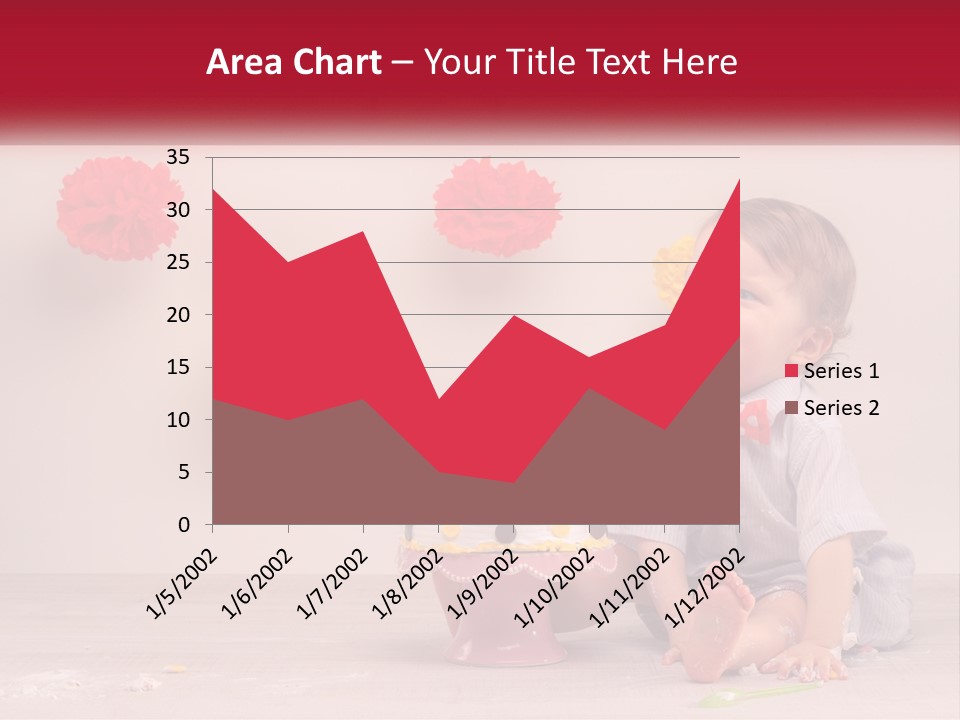 A Baby Boy Sitting In Front Of A Cake PowerPoint Template