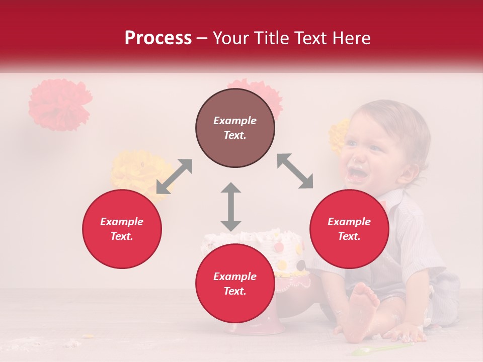A Baby Boy Sitting In Front Of A Cake PowerPoint Template