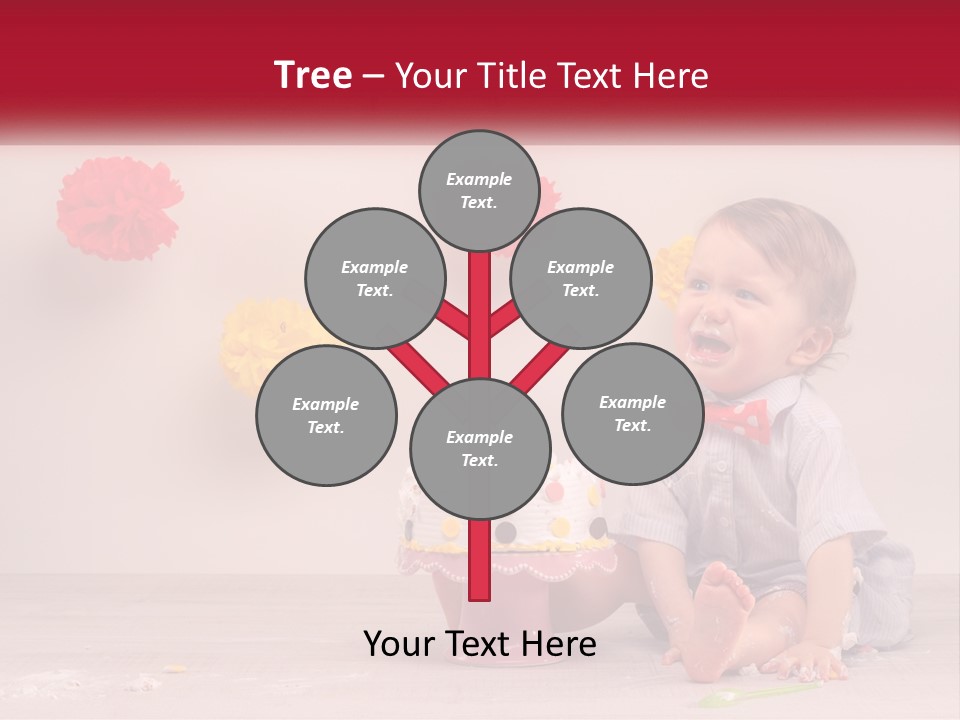 A Baby Boy Sitting In Front Of A Cake PowerPoint Template
