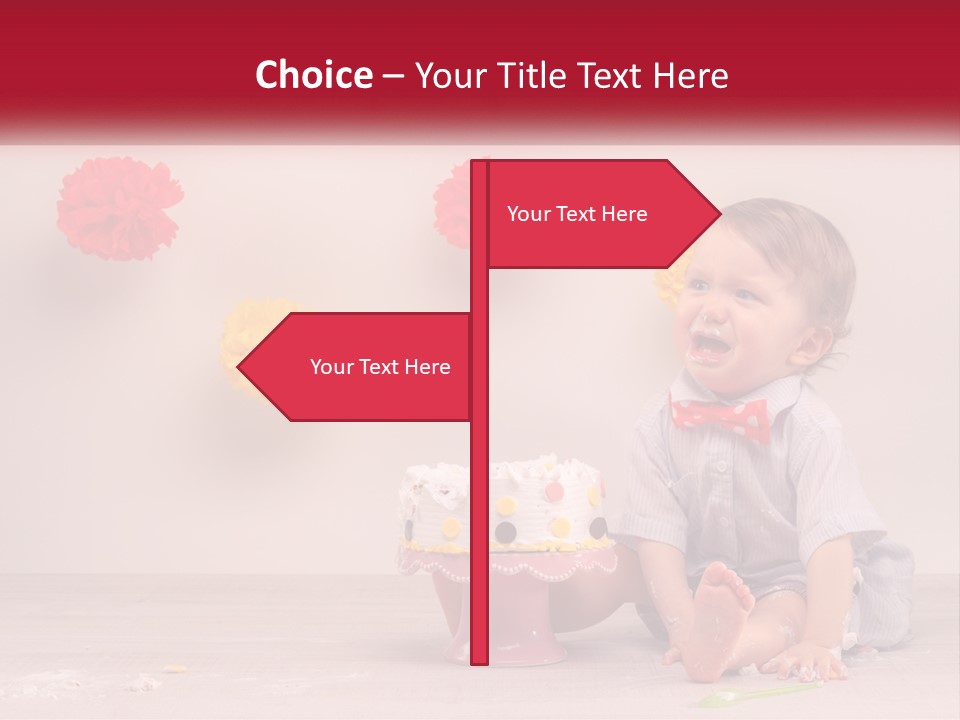 A Baby Boy Sitting In Front Of A Cake PowerPoint Template