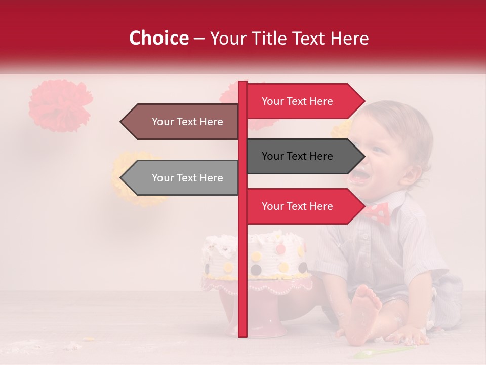 A Baby Boy Sitting In Front Of A Cake PowerPoint Template
