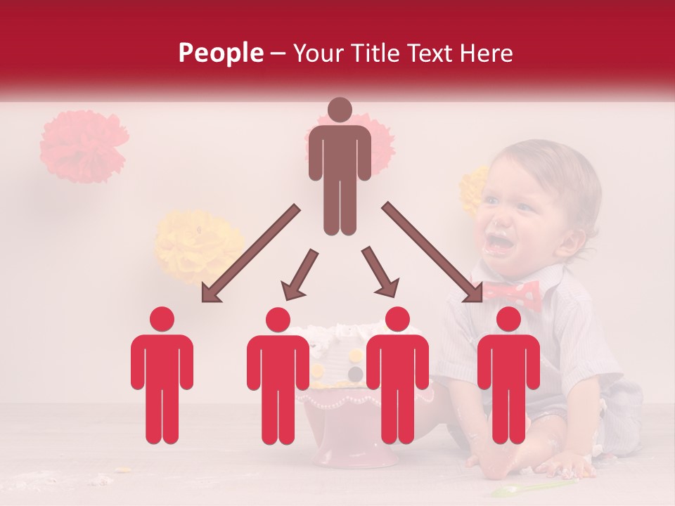 A Baby Boy Sitting In Front Of A Cake PowerPoint Template