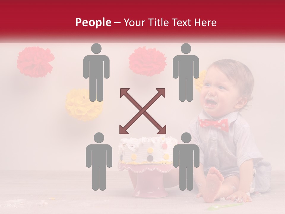 A Baby Boy Sitting In Front Of A Cake PowerPoint Template