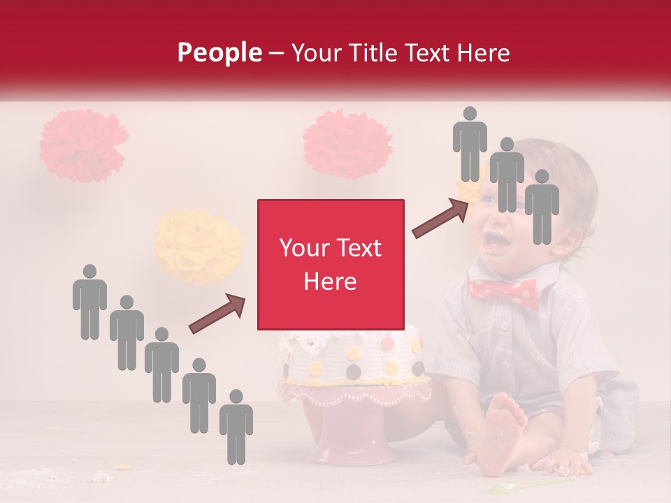 A Baby Boy Sitting In Front Of A Cake PowerPoint Template