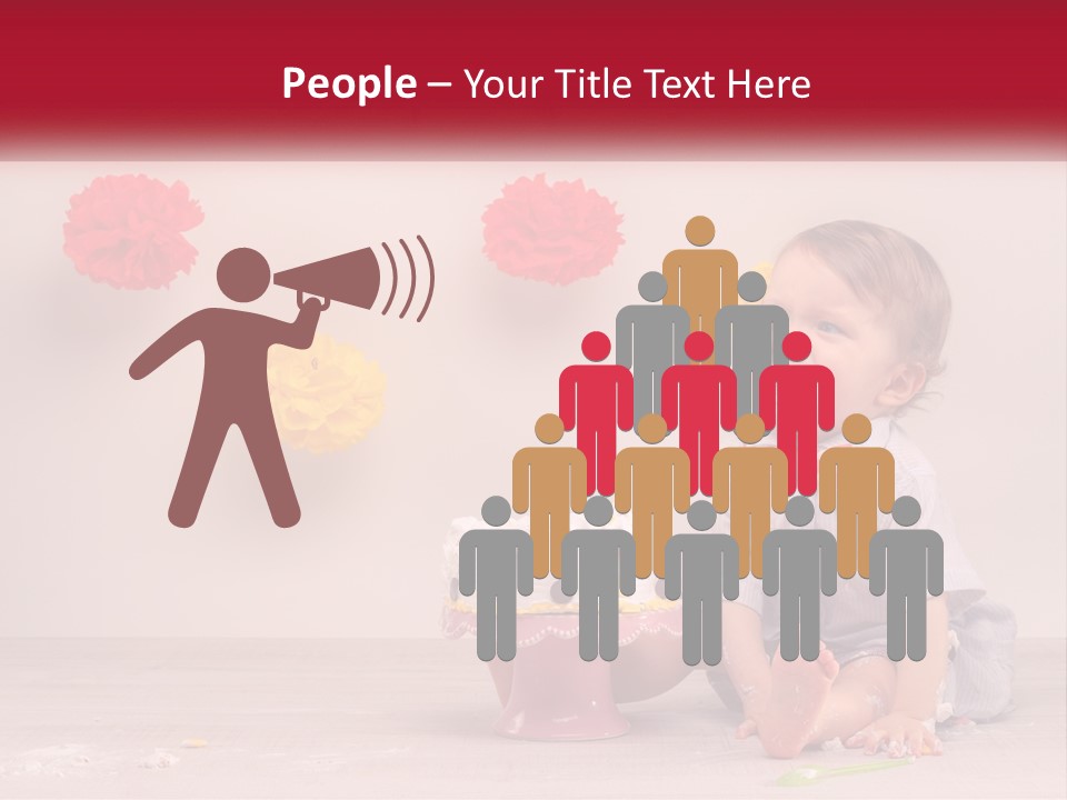 A Baby Boy Sitting In Front Of A Cake PowerPoint Template