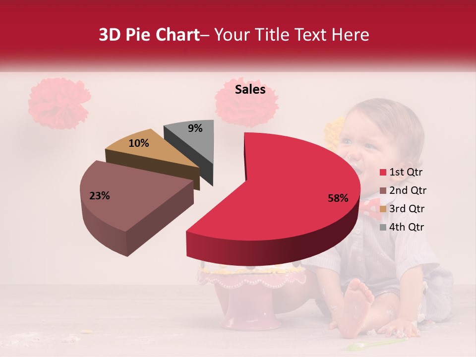 A Baby Boy Sitting In Front Of A Cake PowerPoint Template