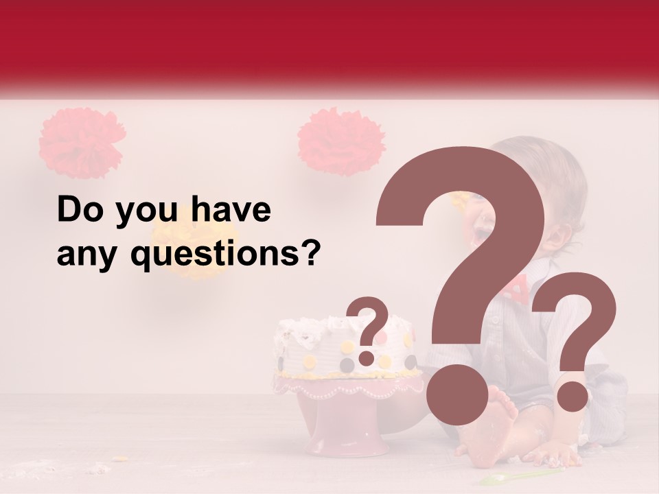 A Baby Boy Sitting In Front Of A Cake PowerPoint Template