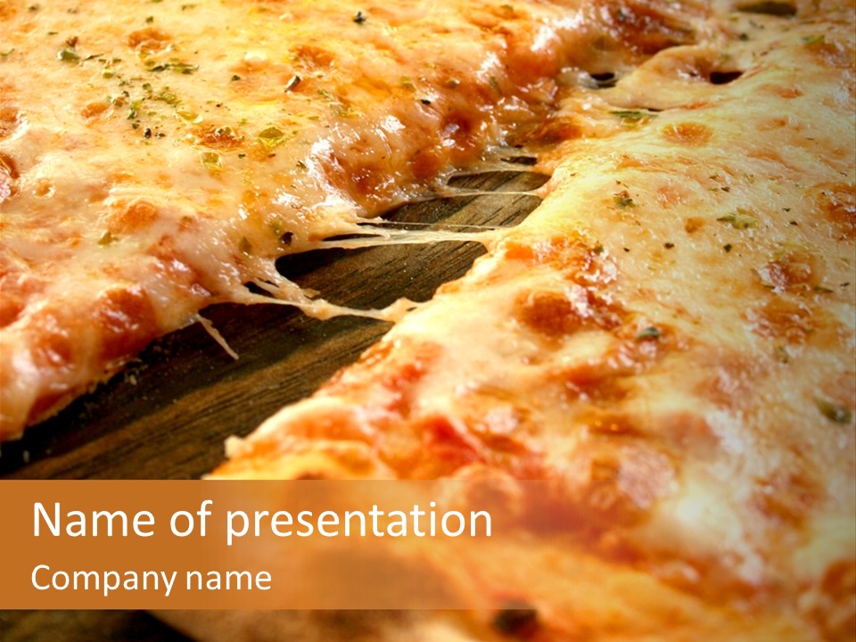 A Close Up Of A Slice Of Pizza On A Table PowerPoint Template