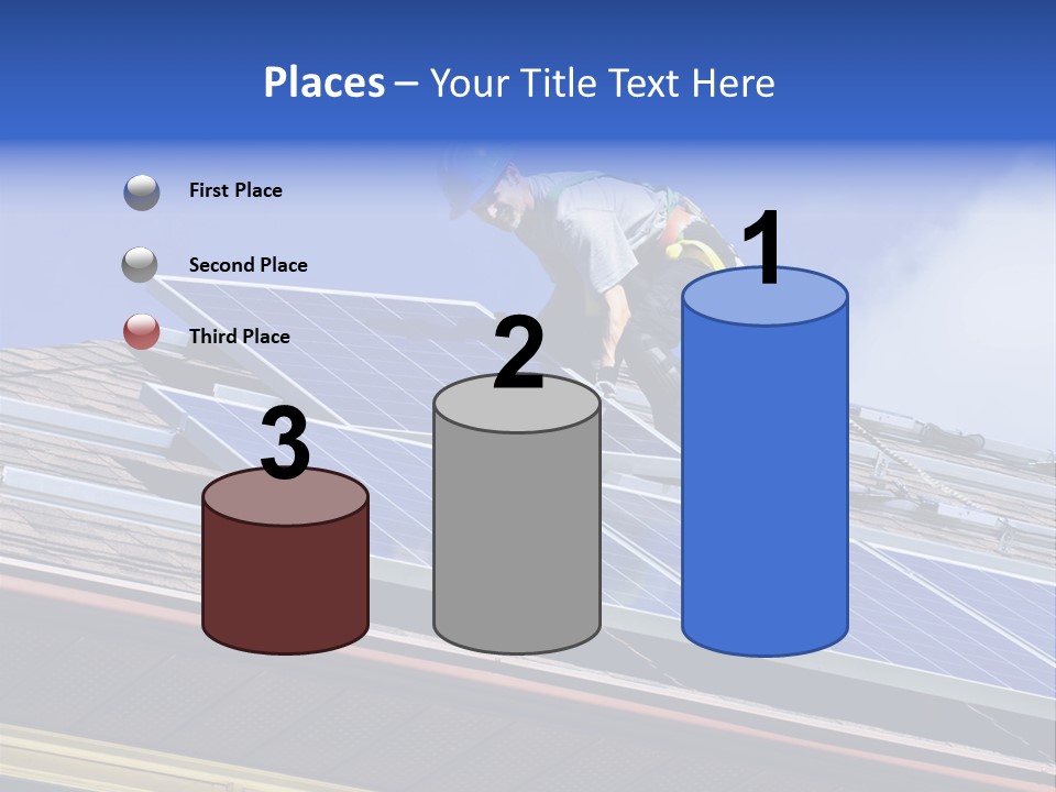 A Man On Top Of A Roof Working On A Solar Panel PowerPoint Template