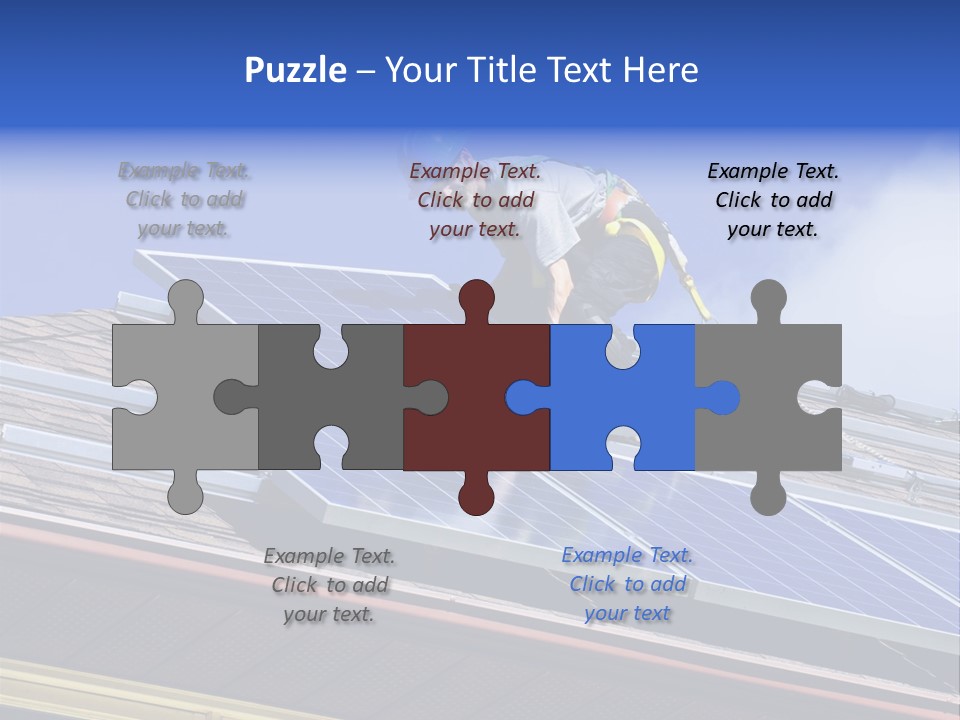 A Man On Top Of A Roof Working On A Solar Panel PowerPoint Template