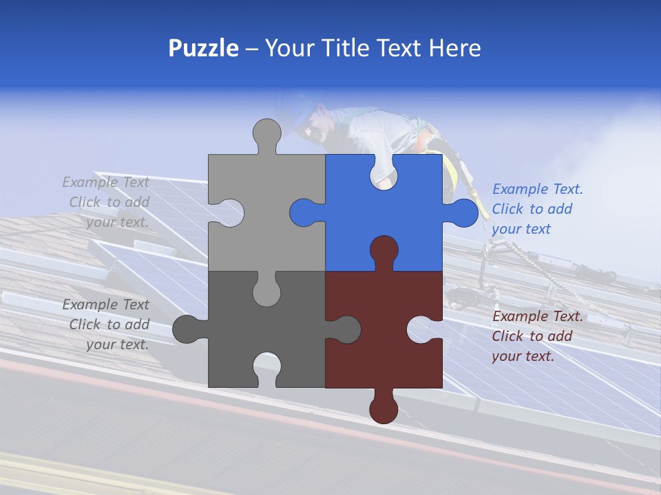 A Man On Top Of A Roof Working On A Solar Panel PowerPoint Template