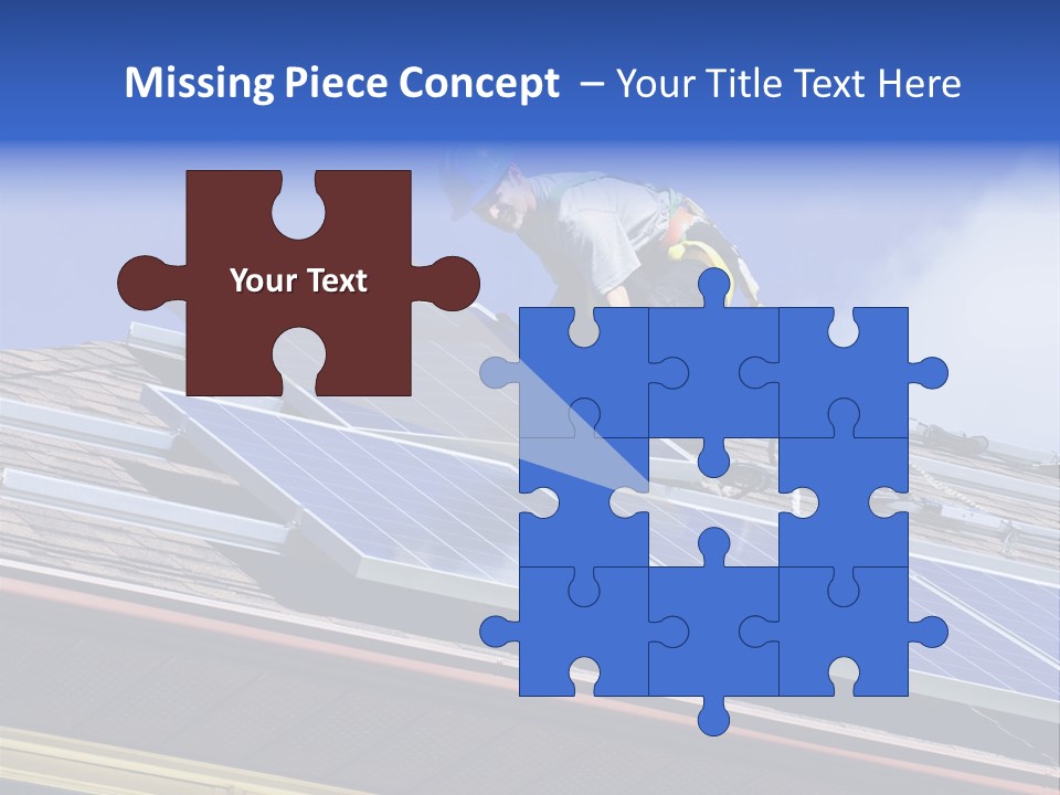 A Man On Top Of A Roof Working On A Solar Panel PowerPoint Template