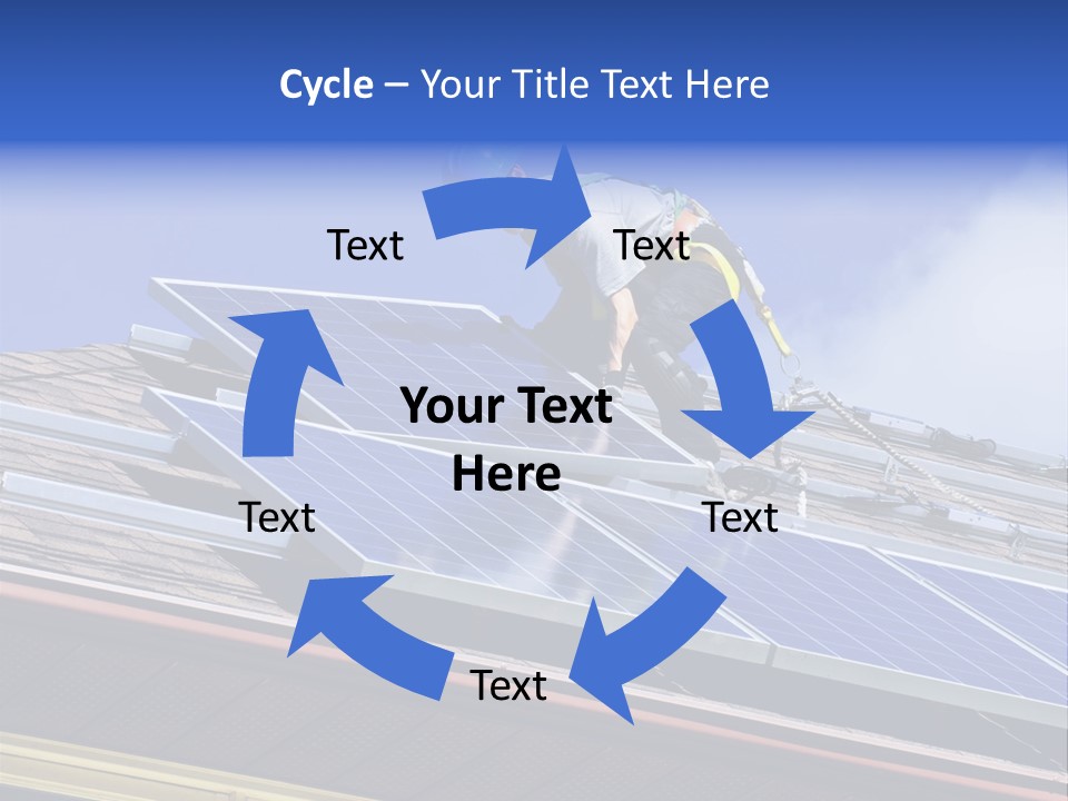 A Man On Top Of A Roof Working On A Solar Panel PowerPoint Template