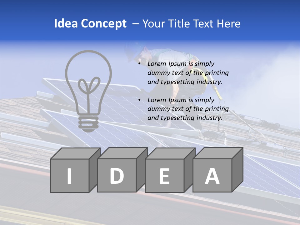 A Man On Top Of A Roof Working On A Solar Panel PowerPoint Template